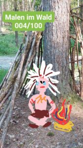 gemalter Indianer auf Waldfoto