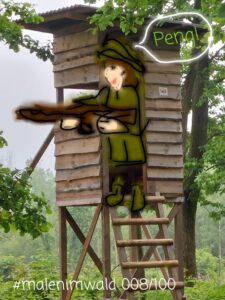 gemalter Jäger auf Foto