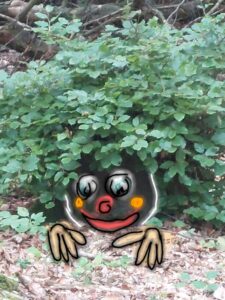 bemaltes Foto, Gesicht im Gestrüpp