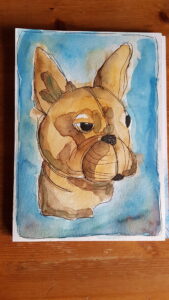 Aquarell Bully in Arbeit