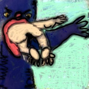 47 Monster frisst Mensch, gemalt