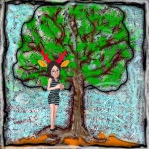 gemalter Baum mit Avatar