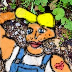 gemalter Mann, ruhend