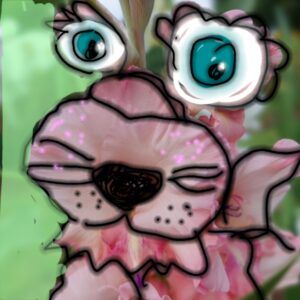 rosa Hund, gemalt