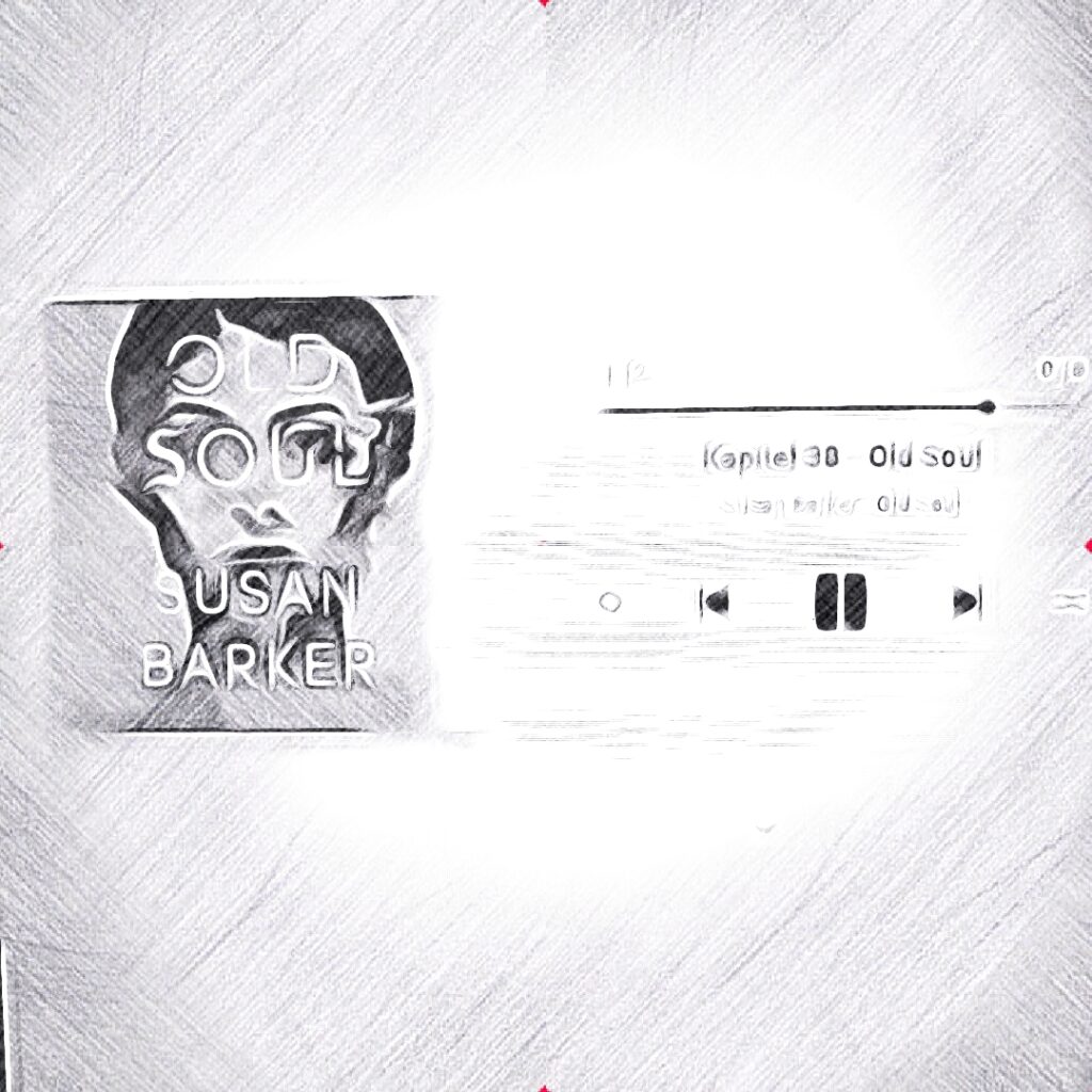 Hörbuch-Cover von Old Soul von Susan Barker neben der Abspielanzeige auf einem Bildschirm, Titel und Play-Button klar erkennbar.